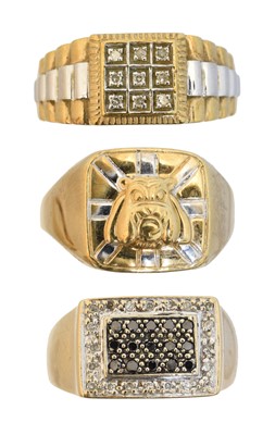 Lot 67 - Three 9ct gold signet rings
