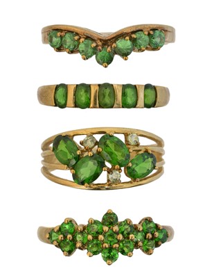 Lot 63 - Four 9ct gold gem-set dress rings