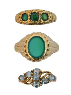 Lot 175 - Three 9ct gold gem set dress rings