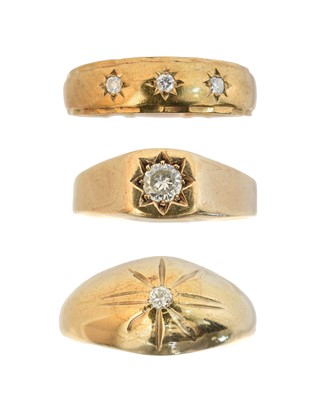 Lot 62 - Three 9ct gold diamond rings