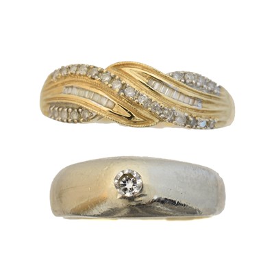 Lot 139 - Two 14ct gold diamond dress rings