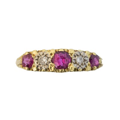 Lot 41 - An 18ct gold ruby and diamond five stone ring