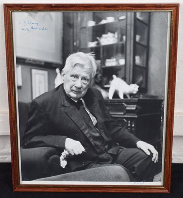 Lot 86 - L.S. Lowry R.A. (British 1887-1976) at his home in Mottram, signed photograph.
