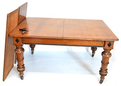 Lot 367 - Victorian oak Art & Crafts design extending dining table