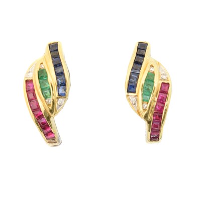 Lot 10 - A pair of vari-gem earrings