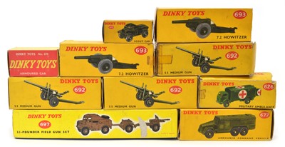 Lot 189 - 10 Boxed Dinky Toys military vehicles and weapons