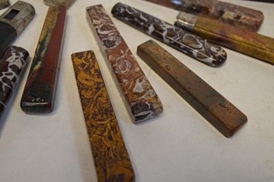 Lot 269 - A collection of hardstone cutlery handles.