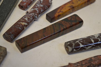 Lot 269 - A collection of hardstone cutlery handles.