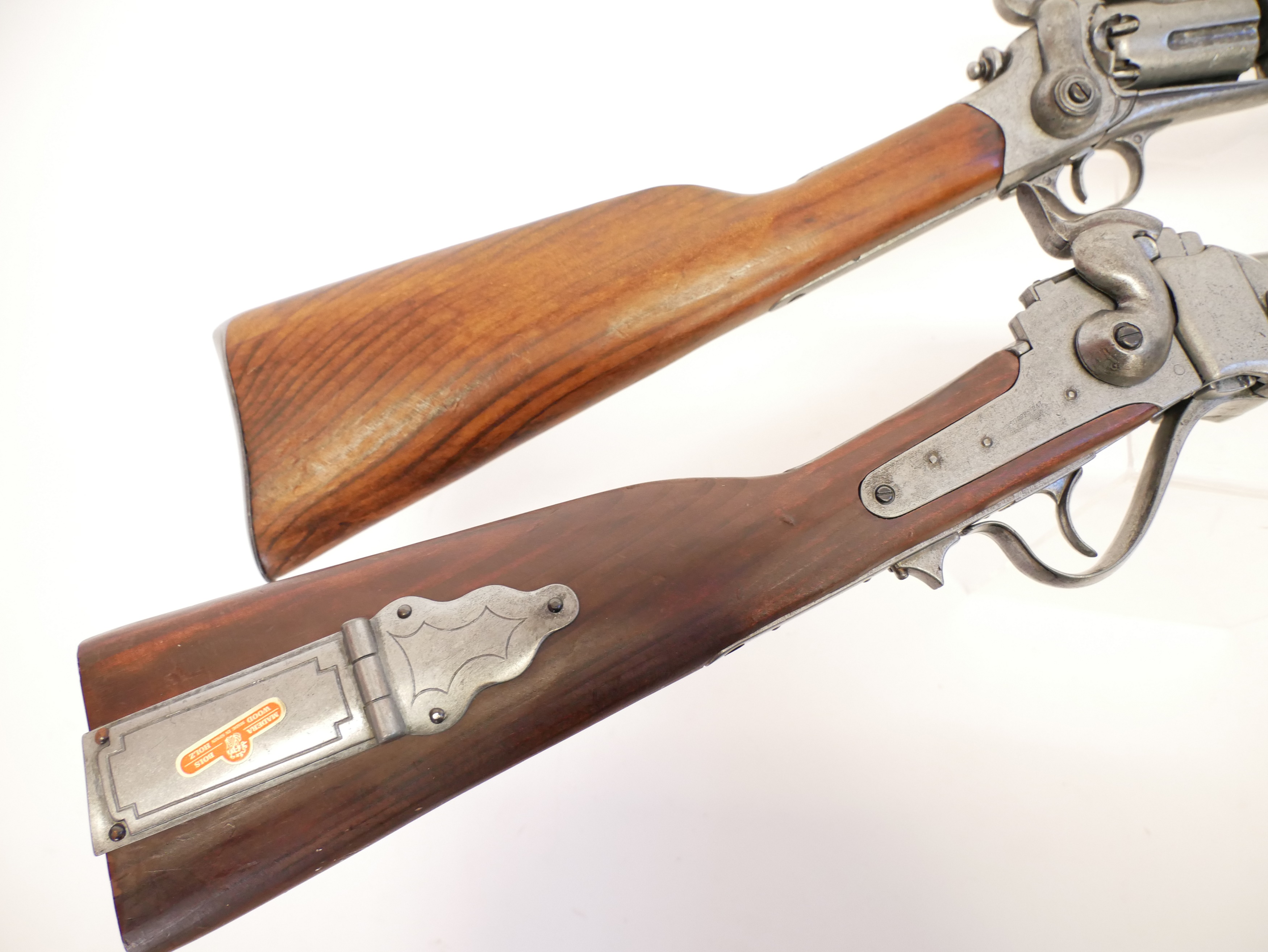 Lot 51 - Denix replica Sharps rifle and Colt revolving