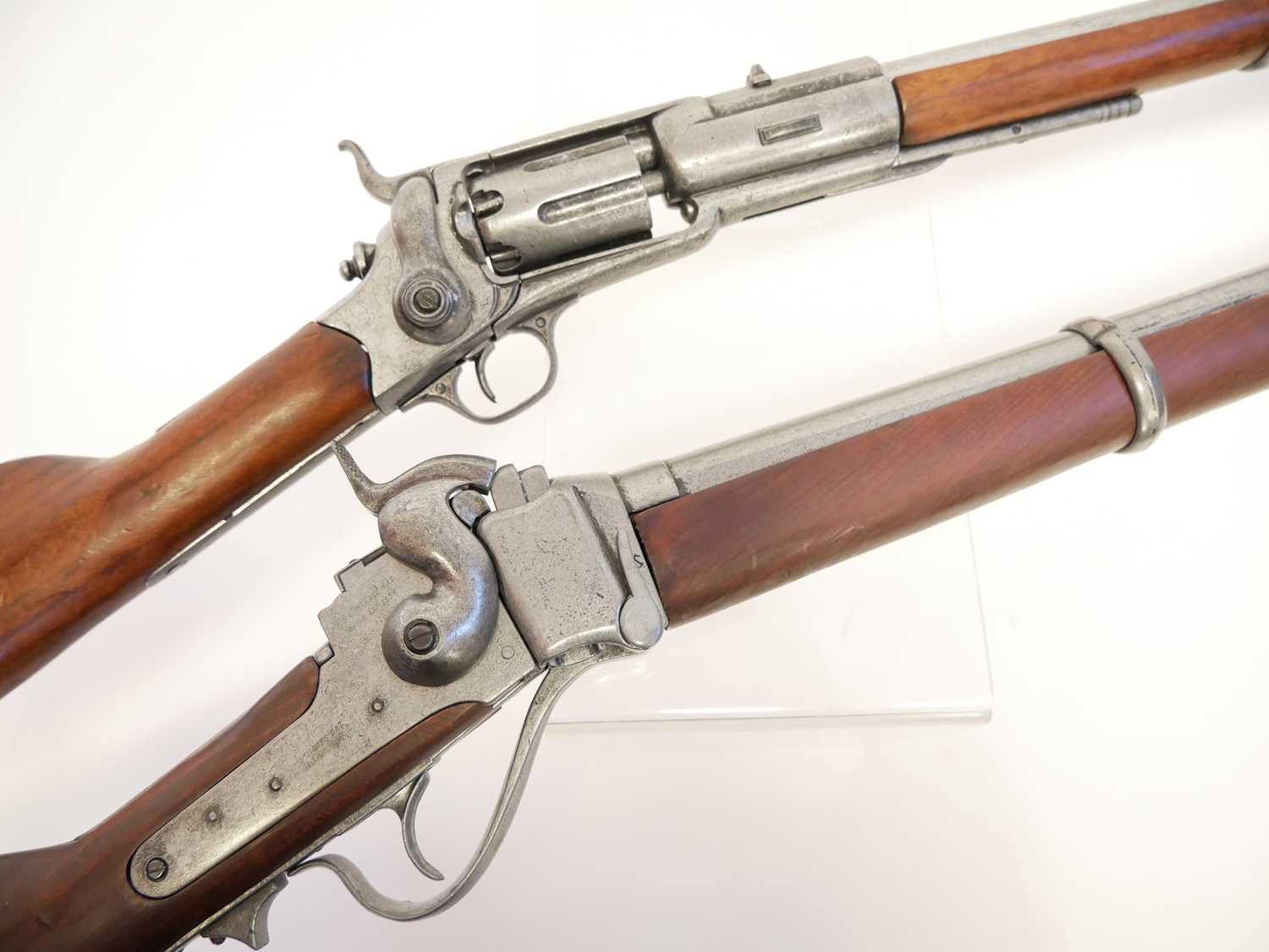 Lot 51 - Denix replica Sharps rifle and Colt revolving