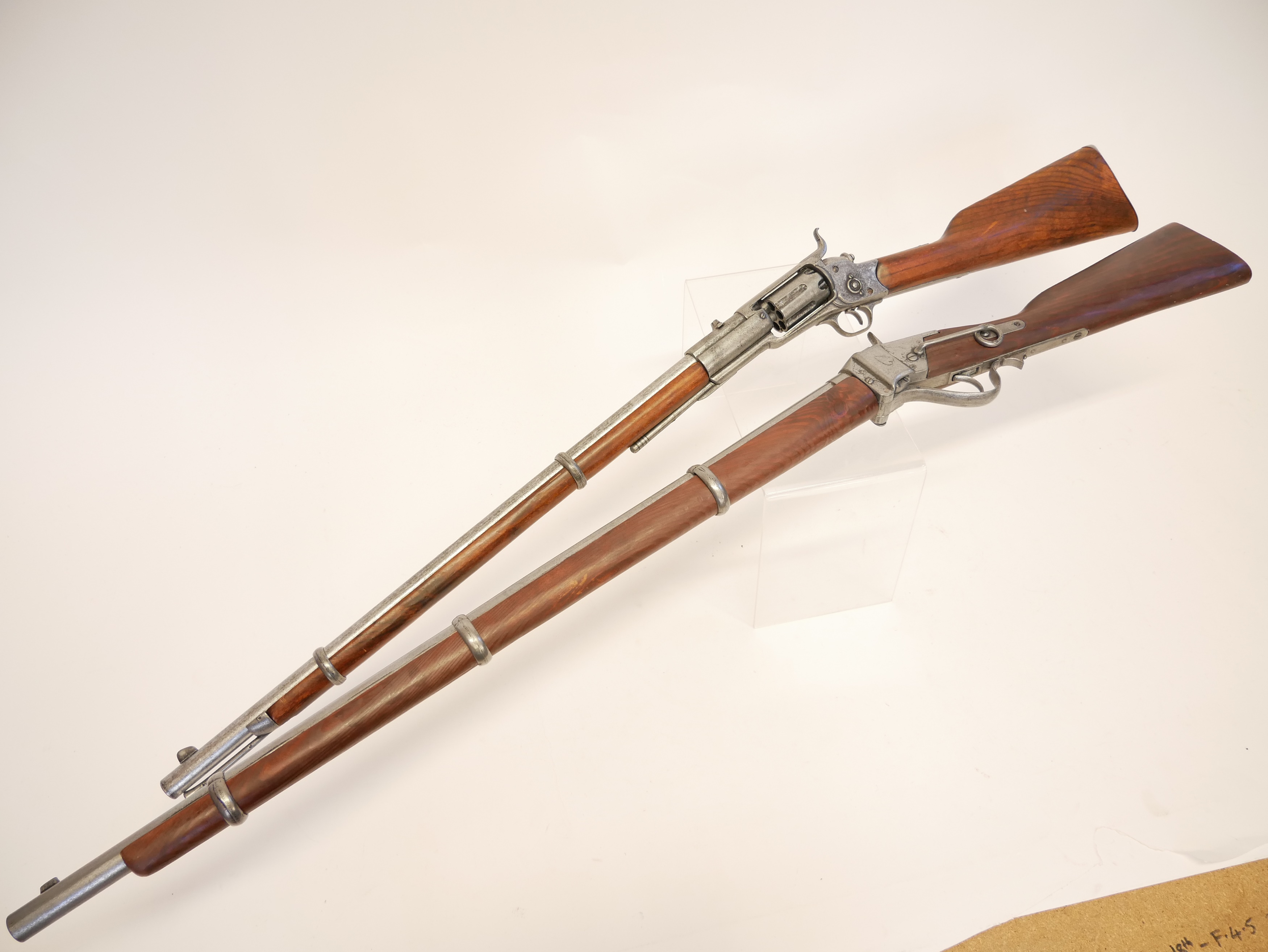 Lot 51 - Denix replica Sharps rifle and Colt revolving