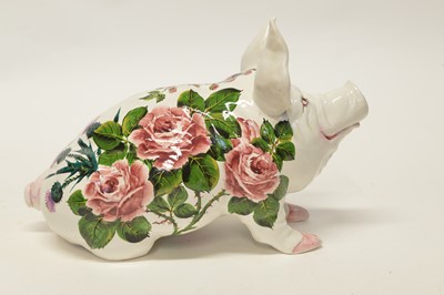 Lot 99 - Large Wemyss pig in cabbage rose and thistle pattern