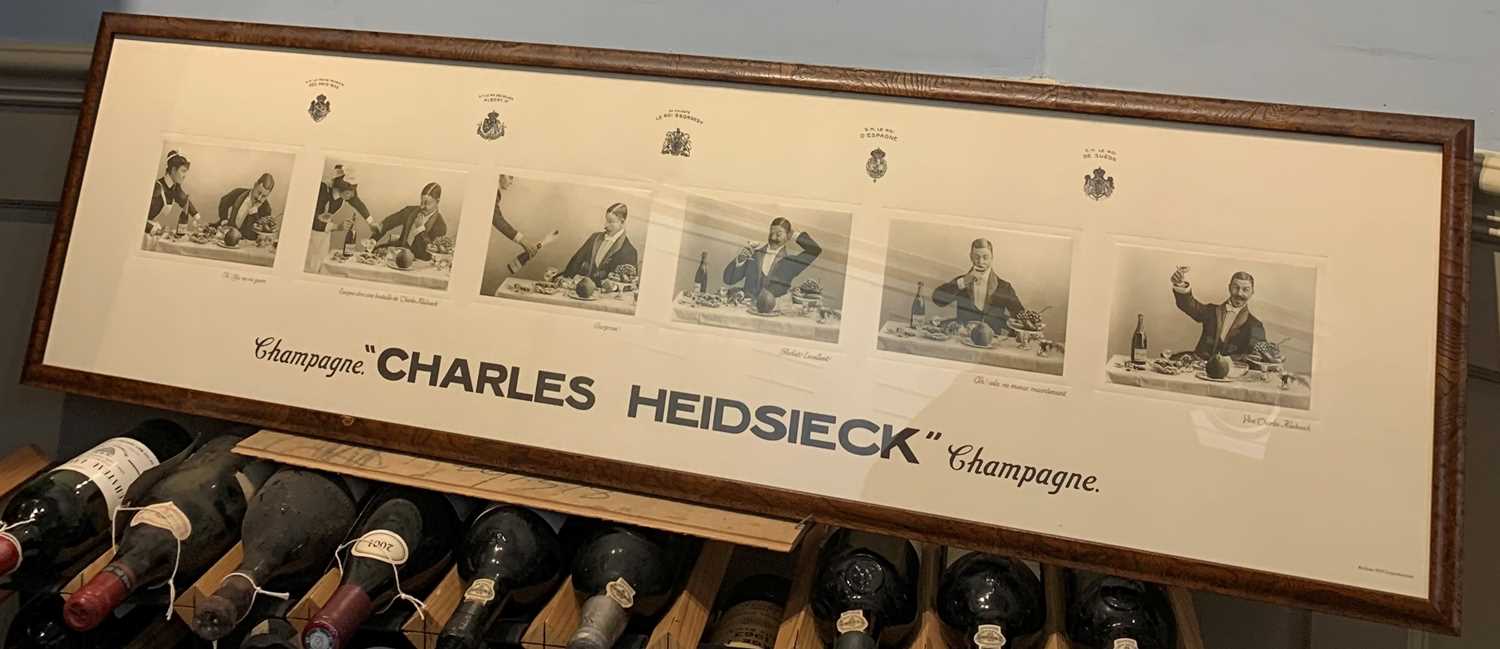 Lot 74 - A Framed Champagne Charles Heidsieck 1920 Reproduction ‘Le Roi Georges V