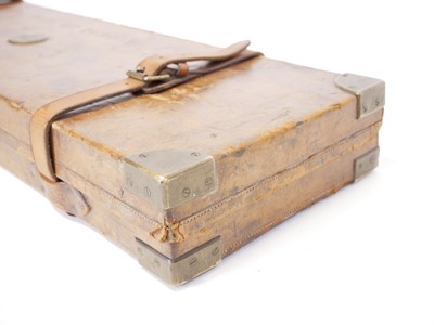 Lot 260 - Best quality English brass bound leather and oak gun case