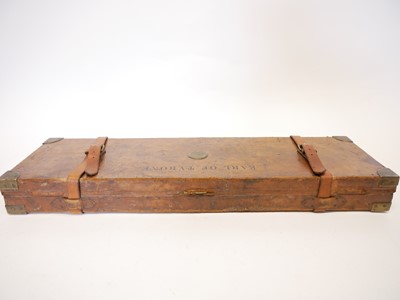 Lot 260 - Best quality English brass bound leather and oak gun case