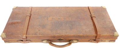 Lot 237 - Best quality English brass-bound leather and oak double gun case
