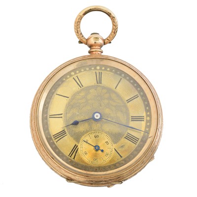Lot 104 - A 14ct gold open face fob watch