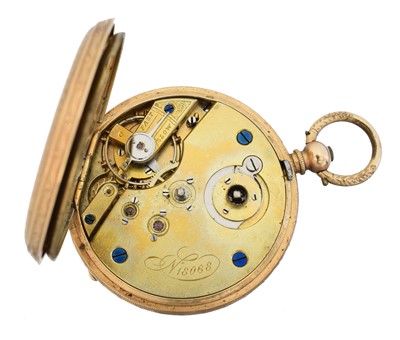 Lot 104 - A 14ct gold open face fob watch