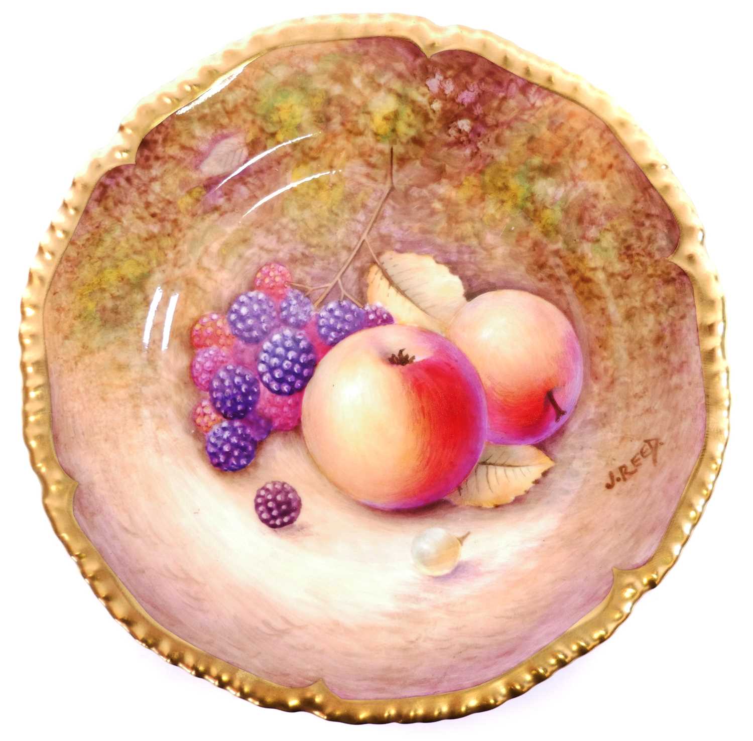 Lot 192 - Royal Worcester plate painted with fruit signed Reed