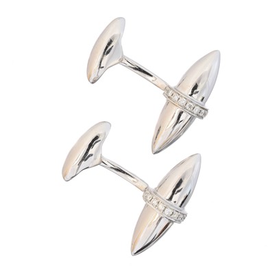 Lot 156 - A pair of 18ct gold diamond 'Velocity' cufflinks by Boodles