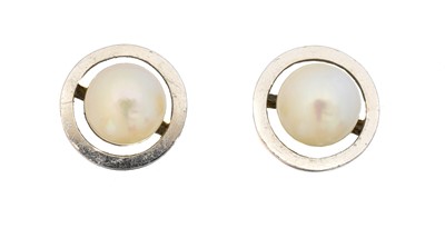 Lot 16 - A pair of cultured pearl earrings