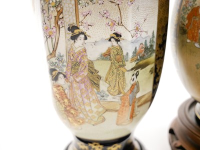Lot 242 - Composed Garniture of Japanese satsuma vases