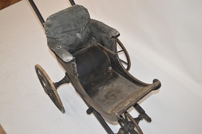 Lot 232 - Victorian black painted pine child's pushchair