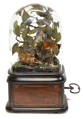 Lot 250 - Singing Automaton with Three Birds under a glass dome