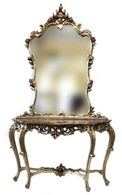Lot 173 - Roccoco style console table with mirror
