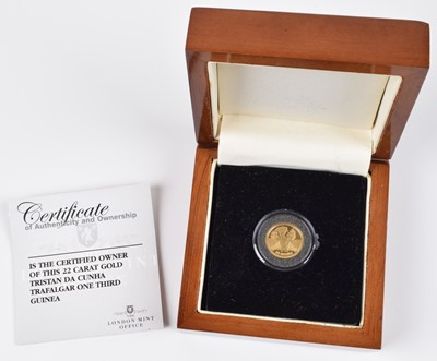 Lot 75 - 2008 London Mint Office, Tristan da Cunha, Trafalgar One Third Guinea, Uncirculated Gold coin.