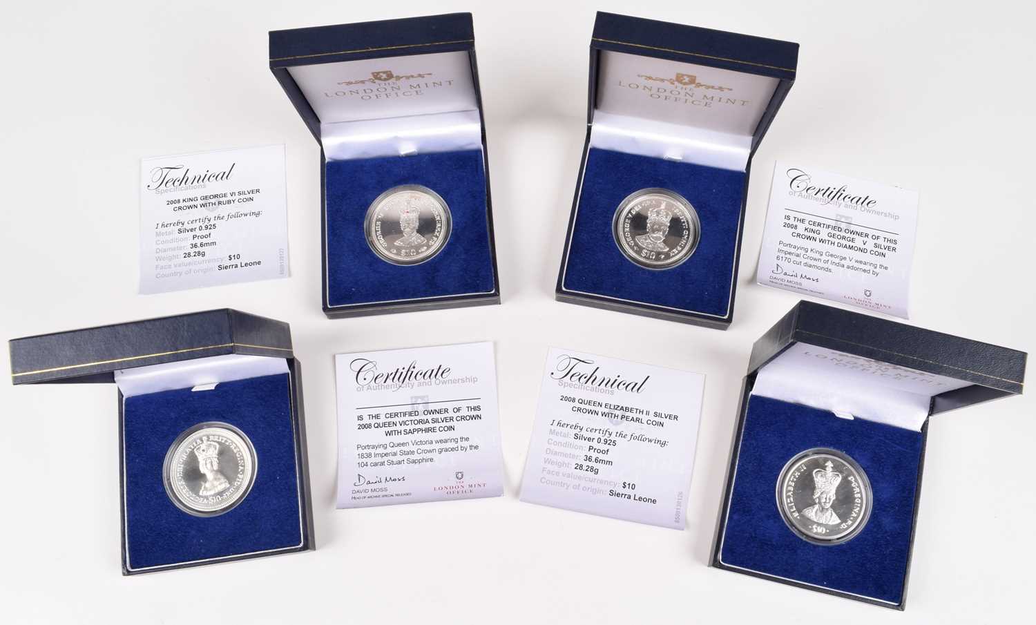 Lot 2 - Assortment of seven cased London Mint Office sterling silver commemorative coins (7).