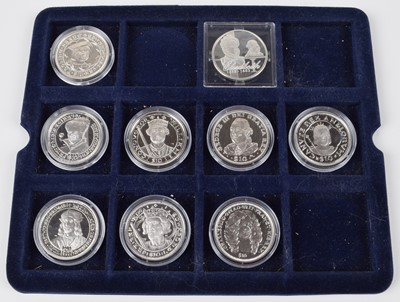 Lot 72 - Assortment of nine London Mint Office Great Monarchs Silver Proof Crowns (9).