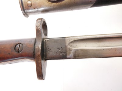 Lot 337 - No. 4 cruciform bayonet, two 1907 bayonets and two frogs