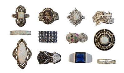 Lot 59 - A selection of silver gem-set dress rings