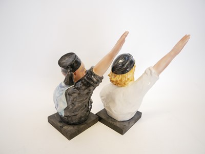 Lot 286 - Pair of Italian Youth Facist pottery figures