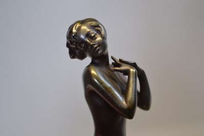 Lot 26 - Art Deco silvered bronze figure of a nude woman
