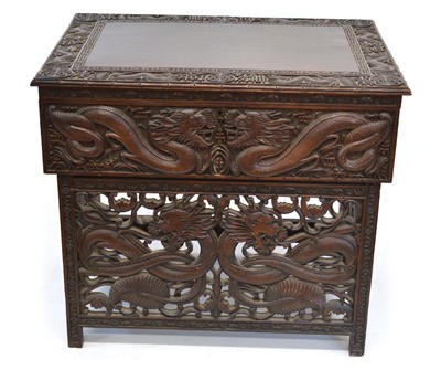 Lot 334 - Late 19th-century Chinese hardwood side table