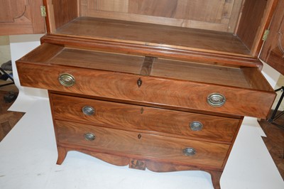 Lot 317 - Mid 19th century continental mahogany linen press on chest