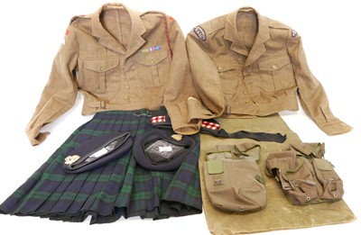 Lot 370 - Two British Army battledress blouses and various other uniform parts