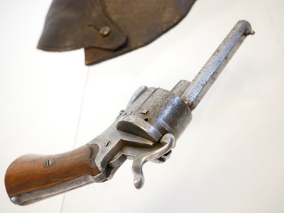 Lot 18 - Belgian pinfire revolver with holster