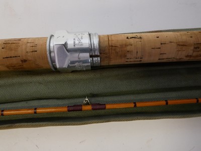 Lot 127 - Hardy Wye Palakona split cane fishing rod