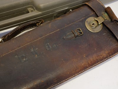 Lot 252 - Rifle / Shotgun hardcase and a leg of mutton leather shotgun case