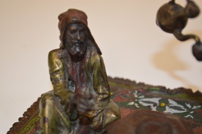 Lot 4 - Cold Painted Bronze Figure of Two Men Having Tea on a Rug