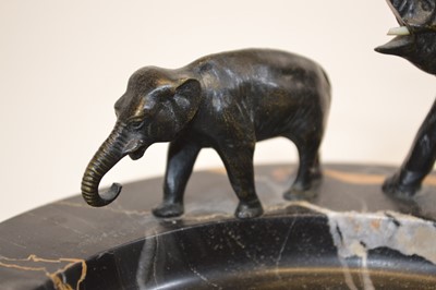 Lot 13 - Marble ashtray with two bronze elephants