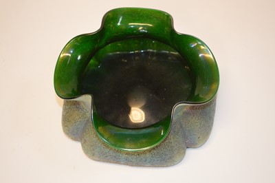 Lot 62 - Green iridescent glass bowl in the manner of Loetz