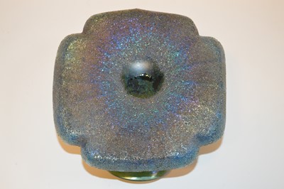 Lot 62 - Green iridescent glass bowl in the manner of Loetz