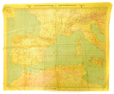 Lot 381 - German WWII Luftwaffe 1938 dated map of Spain on linen