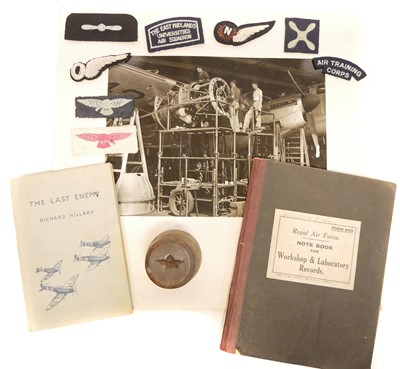 Lot 382 - RAF Battle of Britain era note book, photographs and other RAF related items
