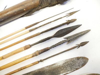 Lot 334 - Masai type Sime dagger, Ethiopian dagger and a collection of arrows