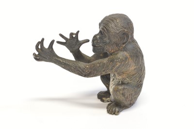 Lot 10 - Cold Painted Bronze Figure of a Monkey